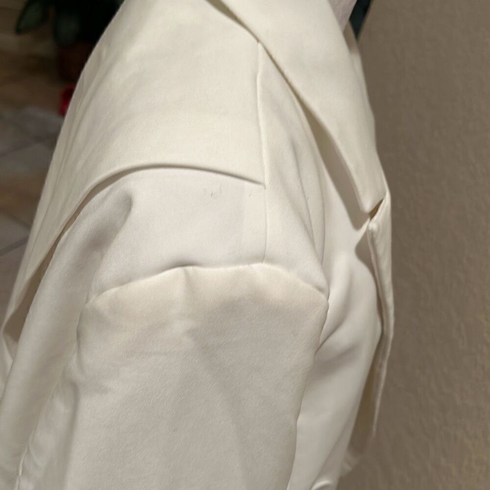 Bardot Women's M Relaxed Oversized Blazer Jacket Cream White Long Minimalist New - Picture 8 of 10